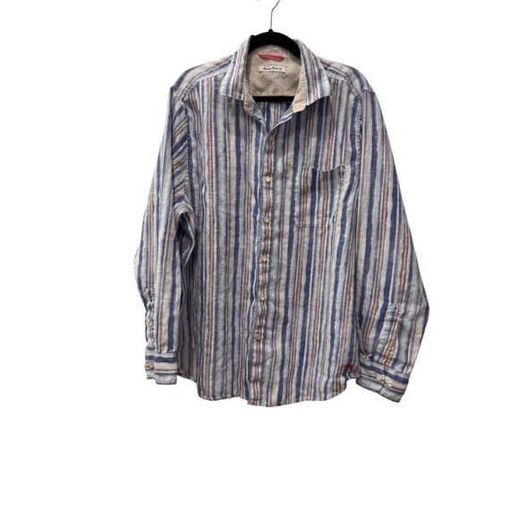 Tommy Bahama Men's Size XL Striped 100% Linen Button-Up Shirt - Picture 1 of 9